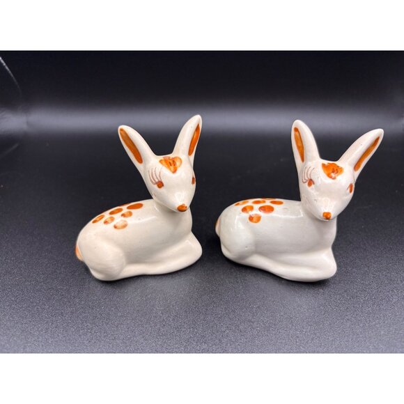 Other - Vintage Ceramic Sweet Deer Salt & Pepper Anthropormoprhic Eyelashes MCM
